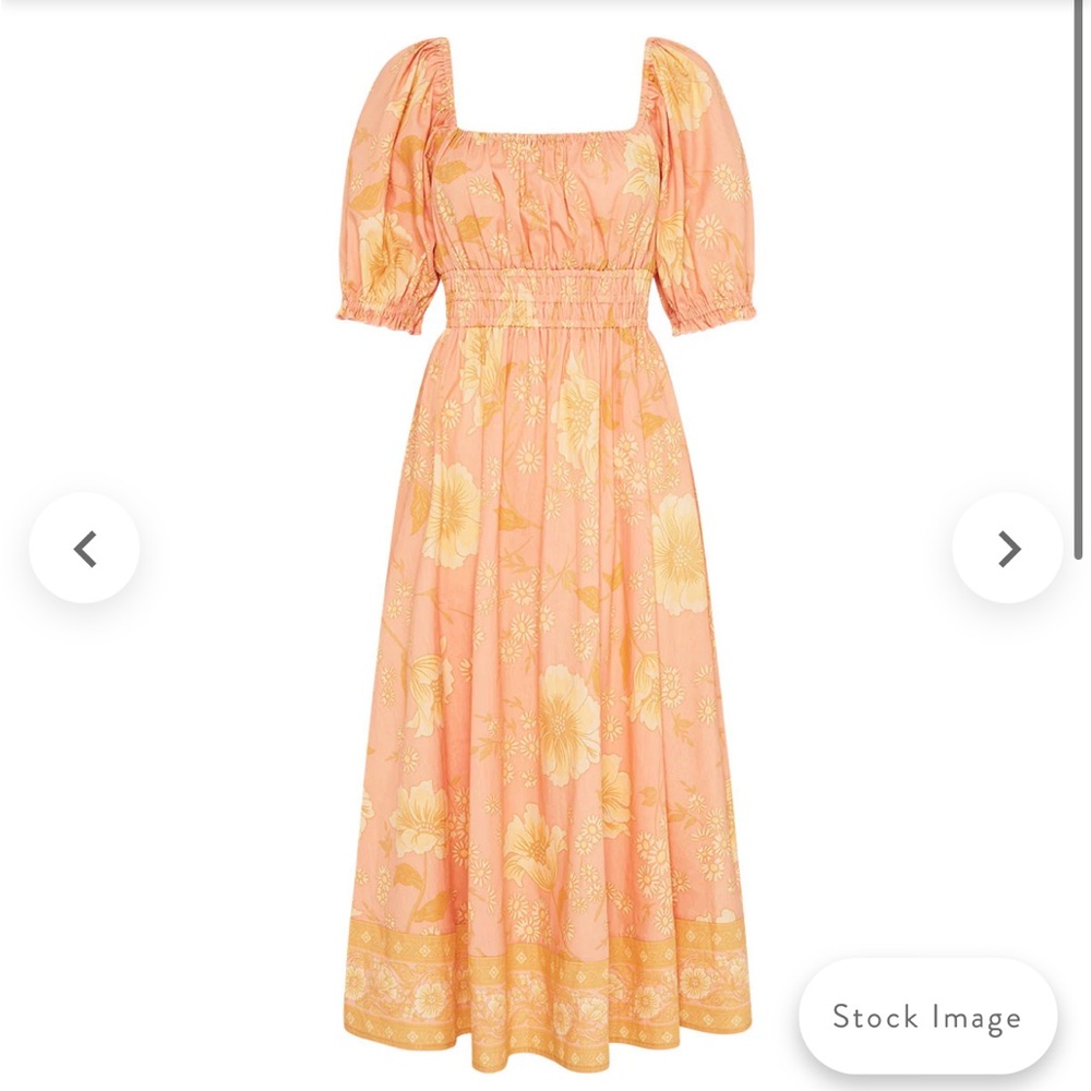 SPELL & THE GYPSY COLLECTIVE SLOAN SOIREE MIDI DRESS PEACH FLORAL PRINT SMALL